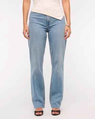 Abercrombie & Fitch Curve Love Ultra High Rise 90s Straight Jean In Blue