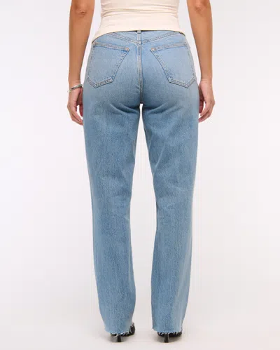 Abercrombie & Fitch Curve Love Ultra High Rise 90s Straight Jean In Blue