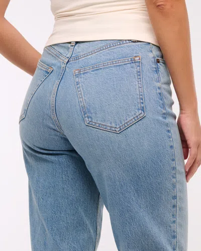 Abercrombie & Fitch Curve Love Ultra High Rise 90s Straight Jean In Blue