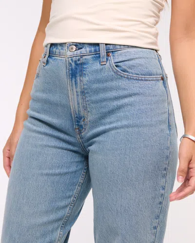 Abercrombie & Fitch Curve Love Ultra High Rise 90s Straight Jean In Blue