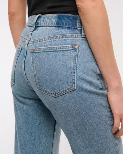 Abercrombie & Fitch Mid Rise 90s Straight Cuffed Hem Jean In Blue