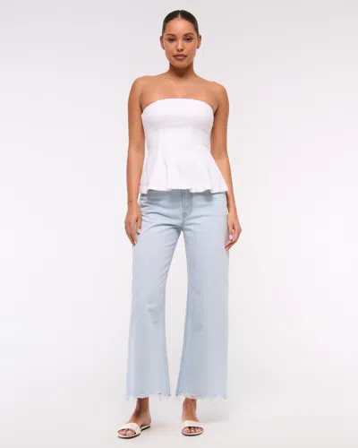Abercrombie & Fitch High Rise Cropped Wide Leg Jean In Blue