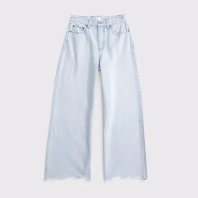Abercrombie & Fitch High Rise Cropped Wide Leg Jean In Blue