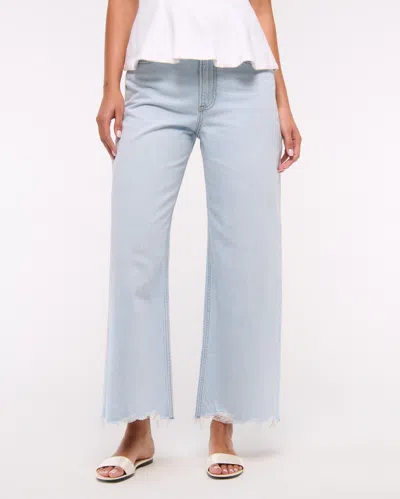 Abercrombie & Fitch High Rise Cropped Wide Leg Jean In Blue