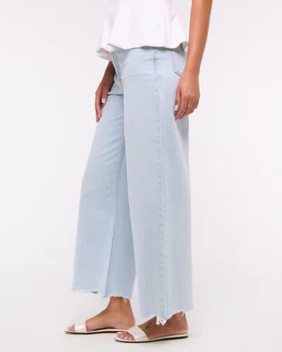 Abercrombie & Fitch High Rise Cropped Wide Leg Jean In Blue
