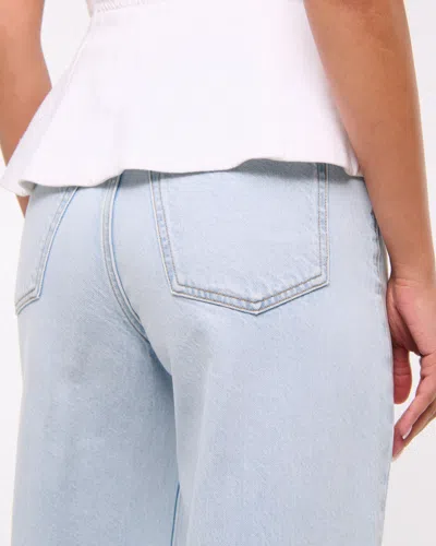 Abercrombie & Fitch High Rise Cropped Wide Leg Jean In Blue