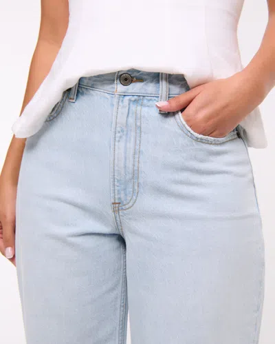 Abercrombie & Fitch High Rise Cropped Wide Leg Jean In Blue