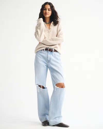 Abercrombie & Fitch Mid Rise Slouchy Jean In Blue