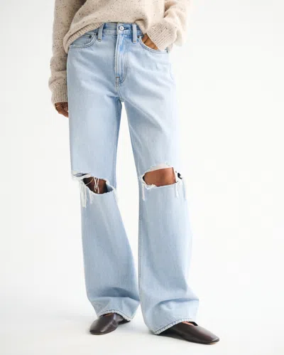 Abercrombie & Fitch Mid Rise Slouchy Jean In Blue