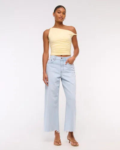 Abercrombie & Fitch Curve Love High Rise Cropped Wide Leg Jean In Blue