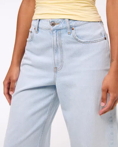 Abercrombie & Fitch Curve Love High Rise Cropped Wide Leg Jean In Blue