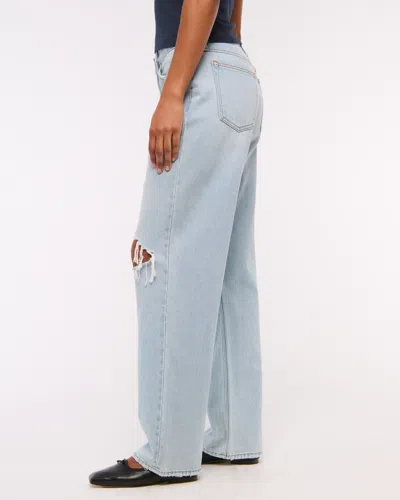 Abercrombie & Fitch Curve Love Mid Rise Slouchy Jean In Blue