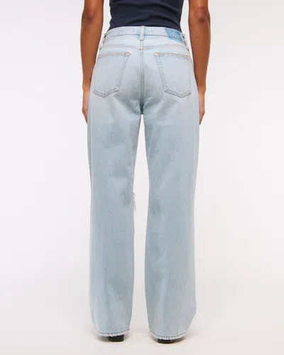 Abercrombie & Fitch Curve Love Mid Rise Slouchy Jean In Blue
