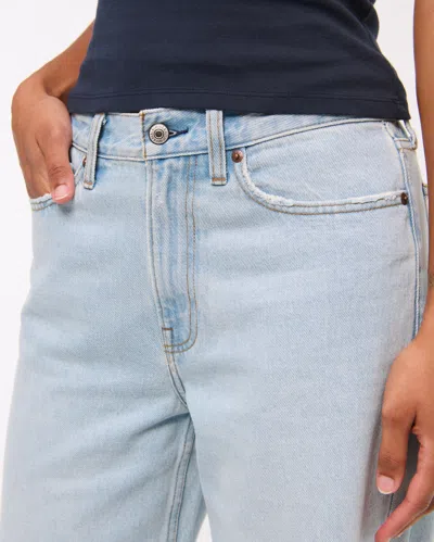 Abercrombie & Fitch Curve Love Mid Rise Slouchy Jean In Blue