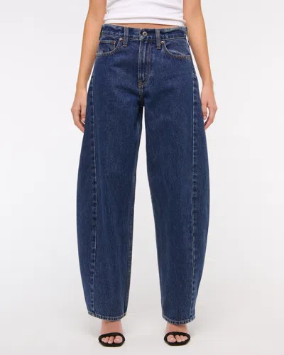 Abercrombie & Fitch Mid Rise Barrel Jean In Black