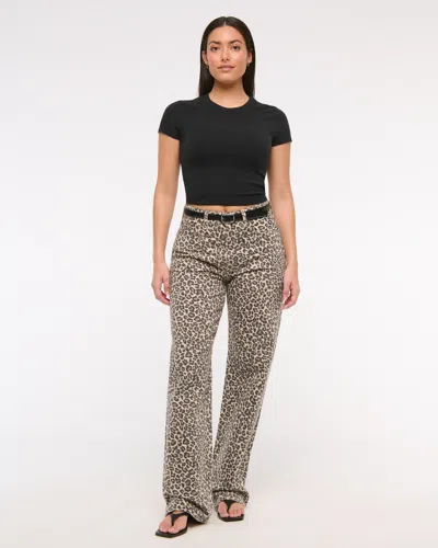 Abercrombie & Fitch Curve Love High Rise 90s Relaxed Jean In Animal Print
