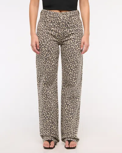 Abercrombie & Fitch Curve Love High Rise 90s Relaxed Jean In Animal Print
