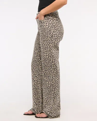 Abercrombie & Fitch Curve Love High Rise 90s Relaxed Jean In Animal Print