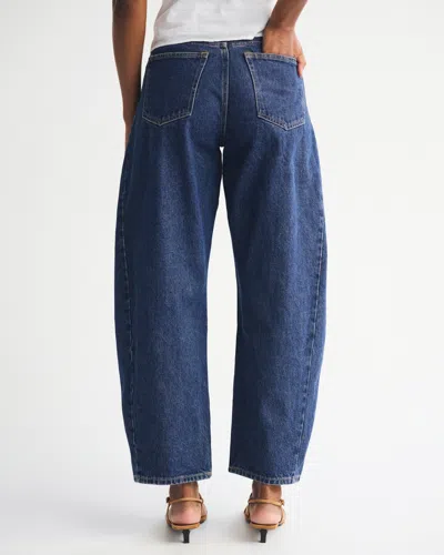 Abercrombie & Fitch Curve Love Mid Rise Barrel Jean In Blue