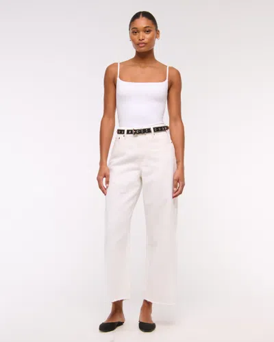 Abercrombie & Fitch Curve Love High Rise Cropped Wide Leg Jean In White