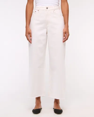 Abercrombie & Fitch Curve Love High Rise Cropped Wide Leg Jean In White
