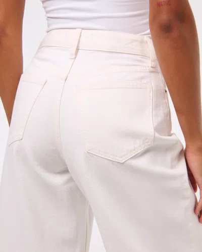 Abercrombie & Fitch Curve Love High Rise Cropped Wide Leg Jean In White