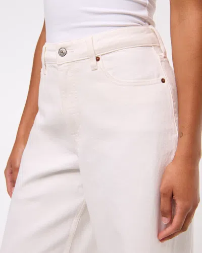 Abercrombie & Fitch Curve Love High Rise Cropped Wide Leg Jean In White