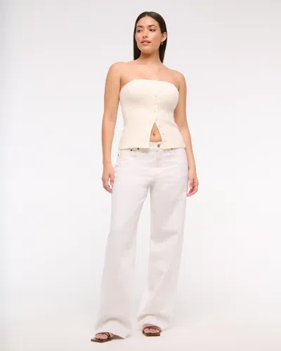 Abercrombie & Fitch Curve Love Low Rise Ultra Loose Jean In White