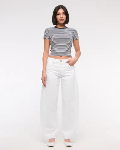 Abercrombie & Fitch Mid Rise Barrel Jean In White