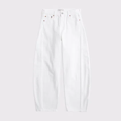 Abercrombie & Fitch Mid Rise Barrel Jean In White