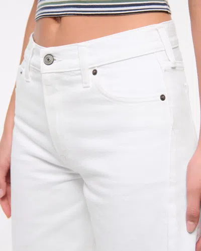 Abercrombie & Fitch Mid Rise Barrel Jean In White