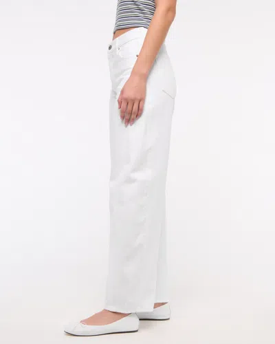 Abercrombie & Fitch Mid Rise Barrel Jean In White