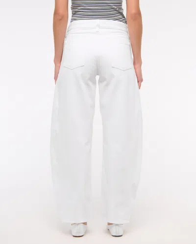 Abercrombie & Fitch Mid Rise Barrel Jean In White