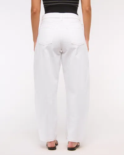 Abercrombie & Fitch Curve Love Mid Rise Barrel Jean In White