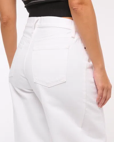 Abercrombie & Fitch Curve Love Mid Rise Barrel Jean In White