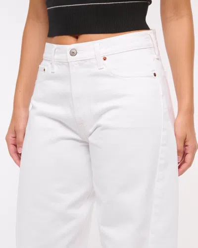 Abercrombie & Fitch Curve Love Mid Rise Barrel Jean In White
