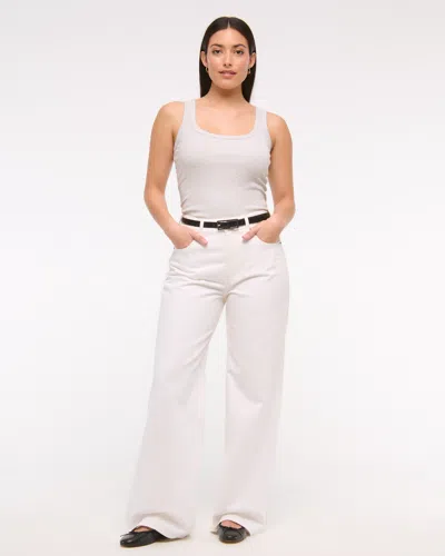 Abercrombie & Fitch Curve Love High Rise Wide Leg Jean In White