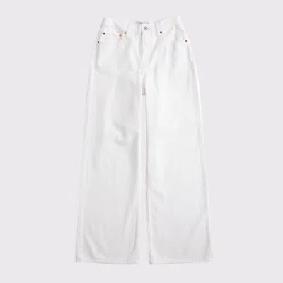 Abercrombie & Fitch Curve Love High Rise Wide Leg Jean In White