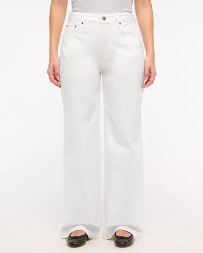Abercrombie & Fitch Curve Love High Rise Wide Leg Jean In White