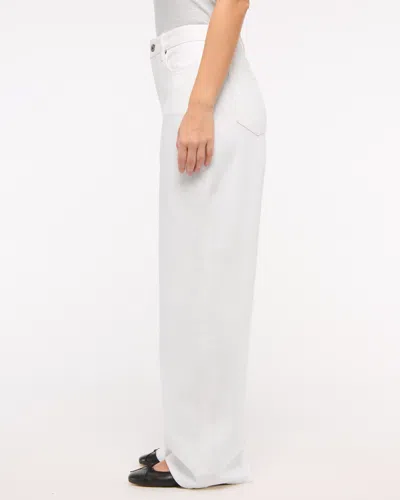 Abercrombie & Fitch Curve Love High Rise Wide Leg Jean In White