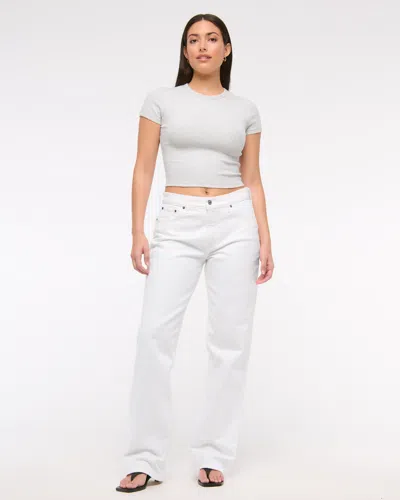 Abercrombie & Fitch Curve Love Low Rise Baggy Jean In White