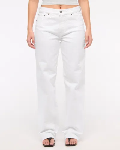 Abercrombie & Fitch Curve Love Low Rise Baggy Jean In White