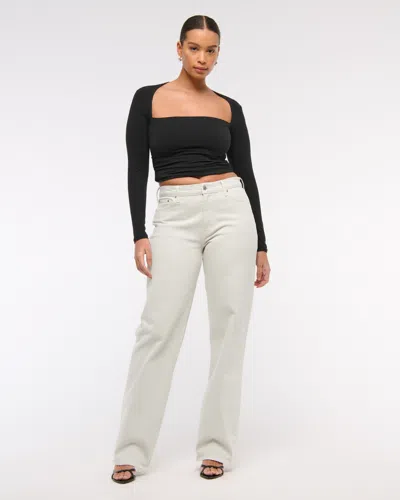 Abercrombie & Fitch Curve Love Low Rise Baggy Jean In Gray