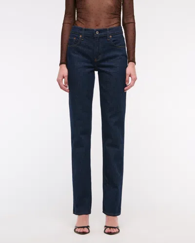 Abercrombie & Fitch Mid Rise 90s Straight Jean In Blue