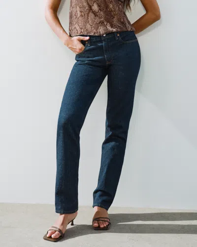 Abercrombie & Fitch Mid Rise 90s Straight Jean In Blue