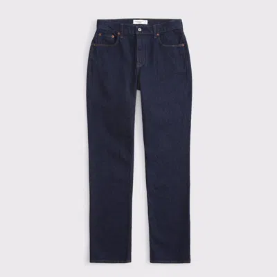 Abercrombie & Fitch Curve Love Mid Rise 90s Straight Jean In Blue
