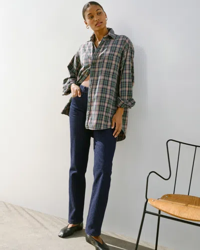 Abercrombie & Fitch Curve Love Mid Rise 90s Straight Jean In Blue