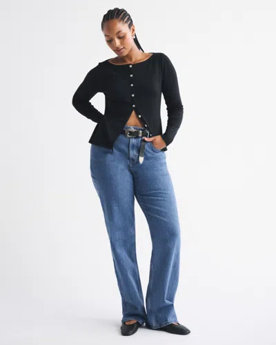 Abercrombie & Fitch Curve Love High Rise 90s Relaxed Jean In Blue