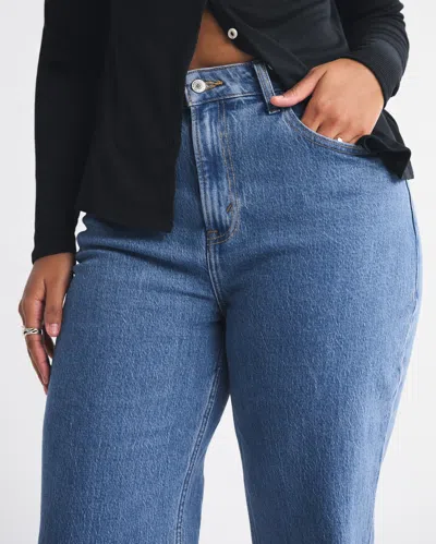 Abercrombie & Fitch Curve Love High Rise 90s Relaxed Jean In Blue