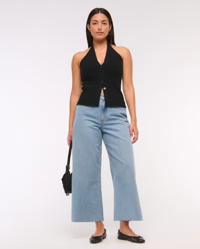 Abercrombie & Fitch Curve Love High Rise Cropped Wide Leg Jean
